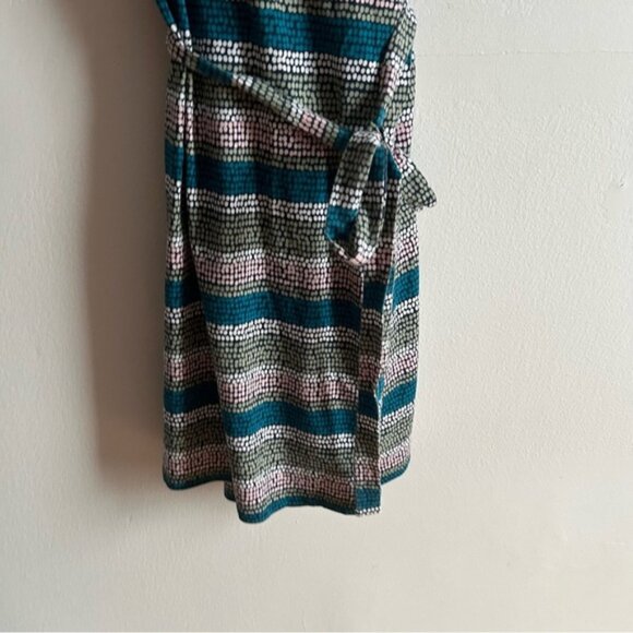Pact Sz M Polka Dots Colorful Strip Wrap Organic Cotton Dress - Picture 5 of 9